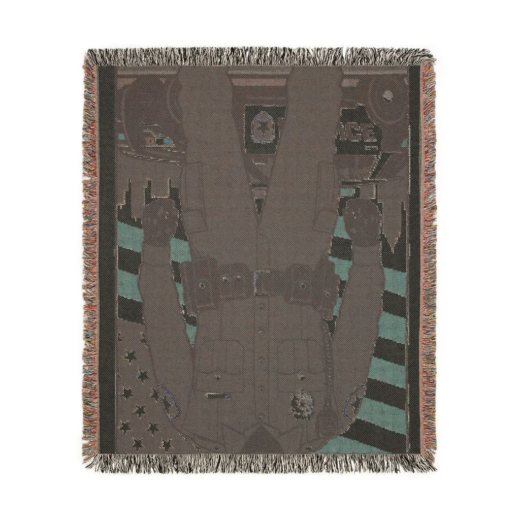 Police Tribute Woven Blanket – American Flag Patrol Officer Throw