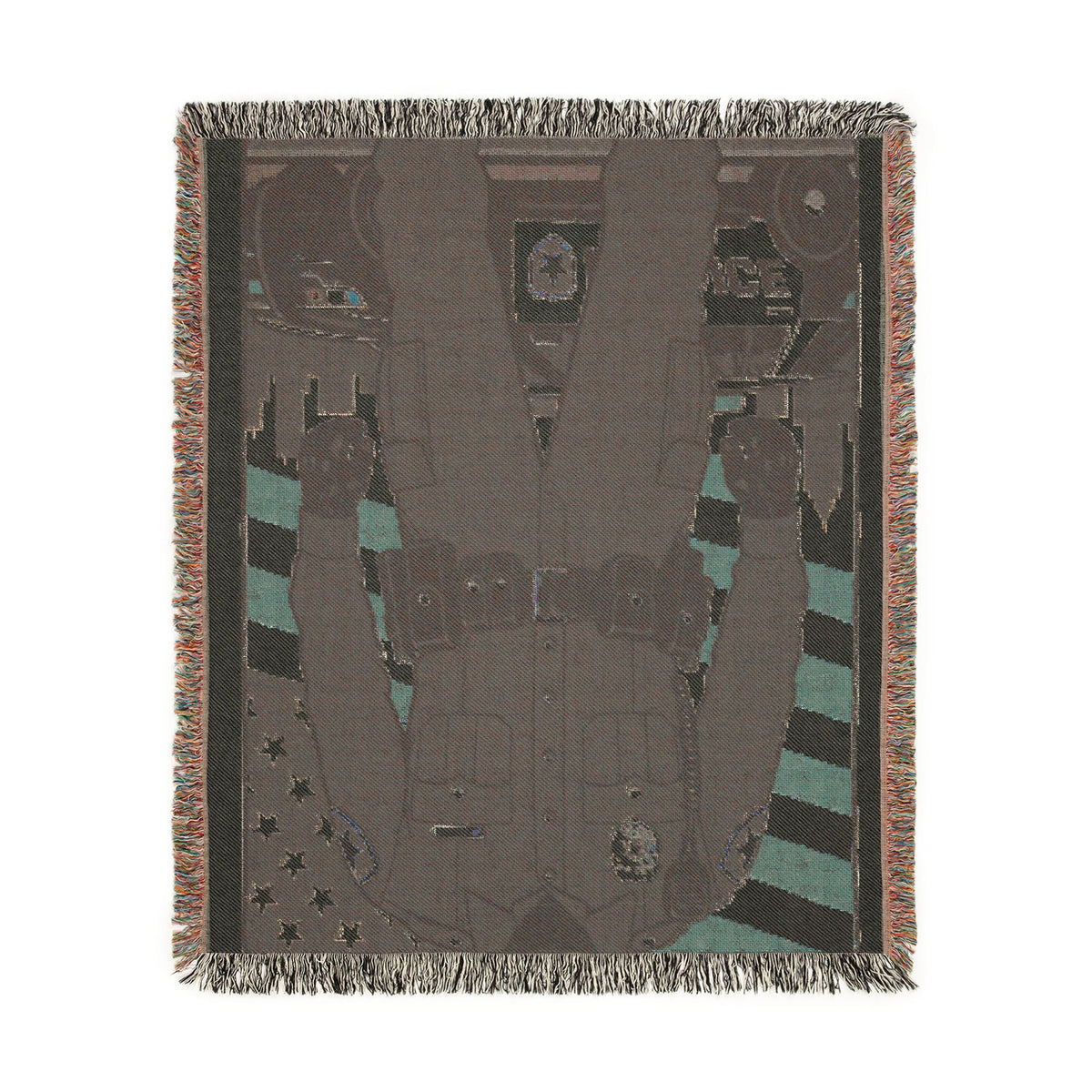 Police Tribute Woven Blanket – American Flag Patrol Officer Throw