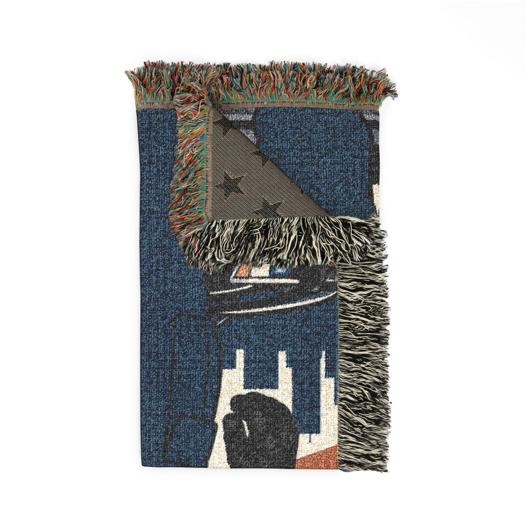 Police Tribute Woven Blanket – American Flag Patrol Officer Throw