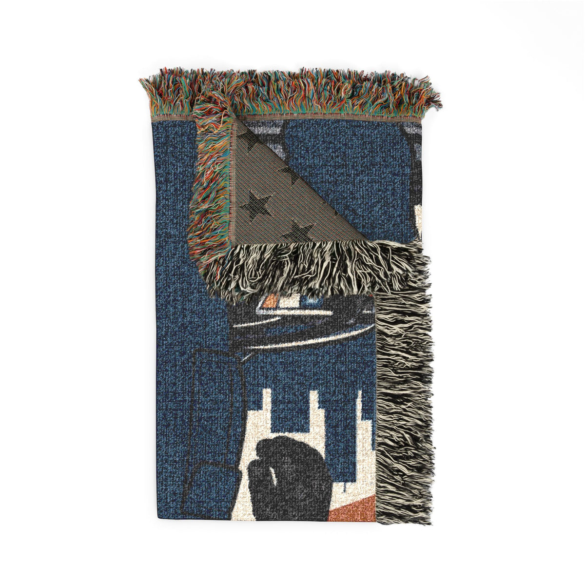 Police Tribute Woven Blanket – American Flag Patrol Officer Throw